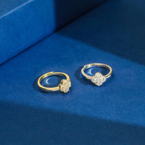 Gold-plated High Craftsmanship Copper Zircon Women's Lucky Ring Bursts with Excitement, Wedding Engagement Anniversary Gift