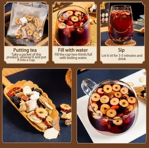 <1 box of 10 packs> Chinese Medicine Male Vitality Tea Maca Ginseng Polygonatum Wolfberry Mulberry Leaf Tea Chinese Traditional Formula