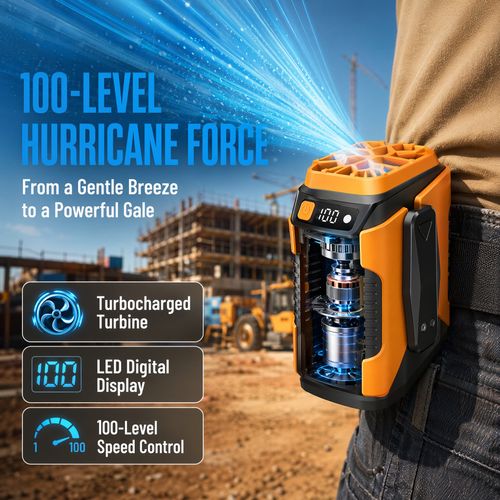 Portable Waist Clip Fan – 100-Speed Adjustable Hands-Free Powerful Cooling