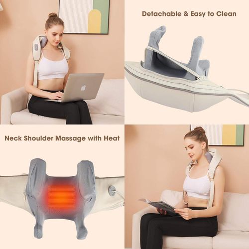 Portable Electric Hand Held Back Massage Devices for Neck and Shoulder Massager with Heat Neck Support for Travel Massage