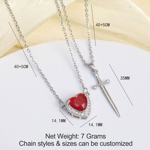 Heart & Sword Couple Necklace – A Symbol of True Love & Loyalty