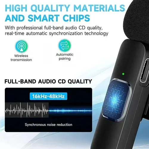 Wireless Lavalier Microphones for iPhone, Android, iPad - Mini Wireless Clip-on Microphones Crystal Clear Sound Quality for Recording, Live Streaming,Vlog