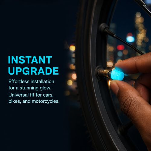 Luminous Valve Caps Fluorescent Green & Blue Night Glow Car, Motorcycle, Bicycle Wheel Styling Tyre Hub Luminous Cap Decor