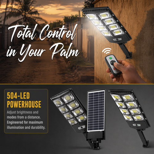 504 LED Super Bright Solar Security Light – 12000LM, Lights Up All Night