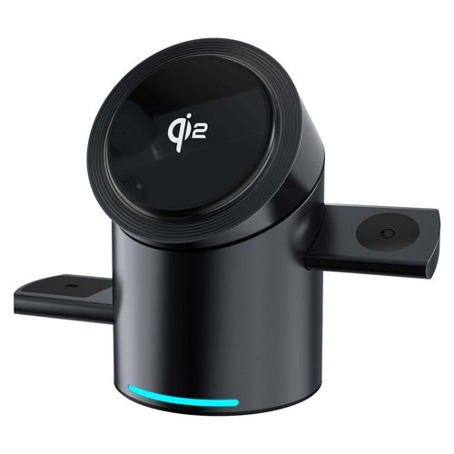 New Arrival 3-in-1 Auto-Rotating 15W Fast Aluminium Magnetic Wireless Charger Qi2 TRUE OTP OVP Auto-Rotating Wireless
