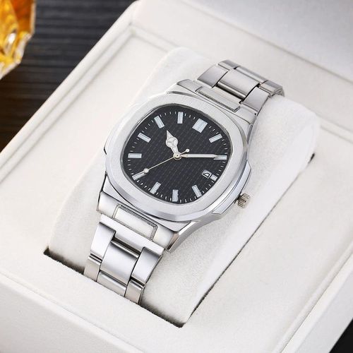 Buy a Watch, Get Jewelry Free: Stainless Steel Men's Watch – Luxurious, Elegant, Water-Resistant Square Men's Quartz Watch