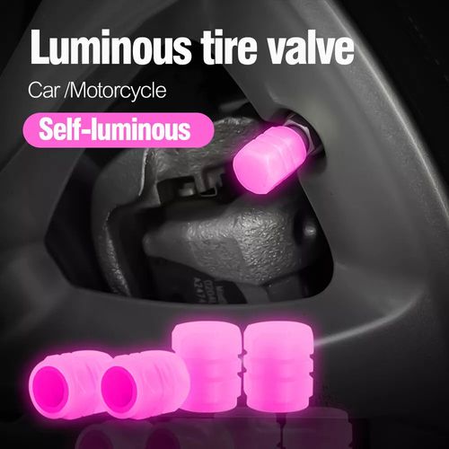 Luminous Valve Caps Fluorescent Green & Blue Night Glow Car, Motorcycle, Bicycle Wheel Styling Tyre Hub Luminous Cap Decor