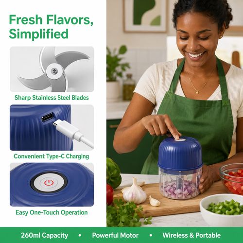 Mini Electric Food Chopper – Chop Garlic, Onion & Veggies in Seconds
