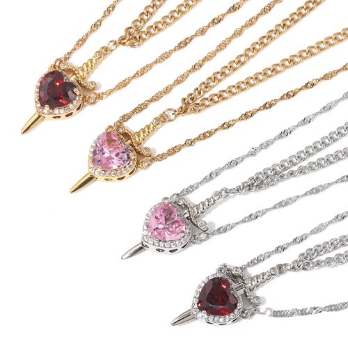 Love and Sword Pendant Necklace Set Stylish Two-Piece Necklace Jewelry Unisex & Couple's Must-Have