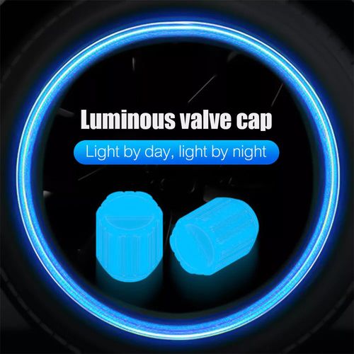 Luminous Valve Caps Fluorescent Green & Blue Night Glow Car, Motorcycle, Bicycle Wheel Styling Tyre Hub Luminous Cap Decor