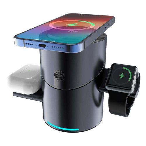 New Arrival 3-in-1 Auto-Rotating 15W Fast Aluminium Magnetic Wireless Charger Qi2 TRUE OTP OVP Auto-Rotating Wireless