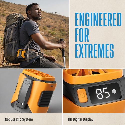 Portable Waist Clip Fan – 100-Speed Adjustable Hands-Free Powerful Cooling