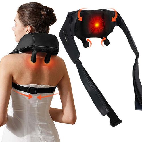 Portable Electric Hand Held Back Massage Devices for Neck and Shoulder Massager with Heat Neck Support for Travel Massage