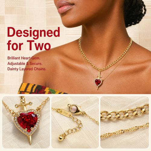 Heart & Sword Couple Necklace – A Symbol of True Love & Loyalty