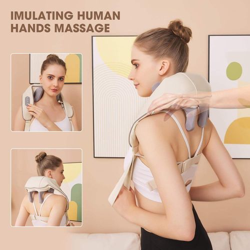 Portable Electric Hand Held Back Massage Devices for Neck and Shoulder Massager with Heat Neck Support for Travel Massage