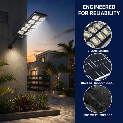 504 LED Super Bright Solar Security Light – 12000LM, Lights Up All Night