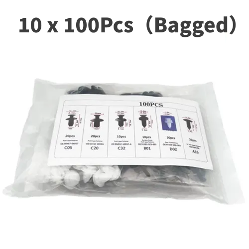 100PCS Universal Car Clip Kit – 6 Sizes Fit Most Cars & SUVs
