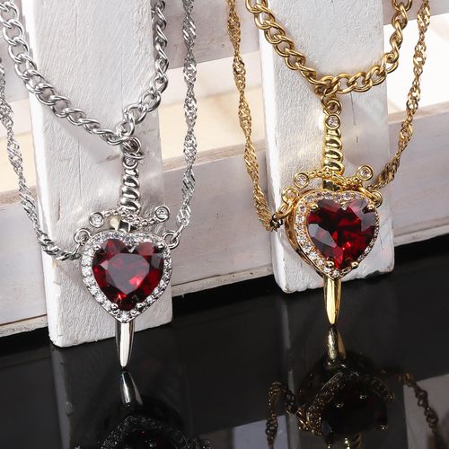 Love and Sword Pendant Necklace Set Stylish Two-Piece Necklace Jewelry Unisex & Couple's Must-Have