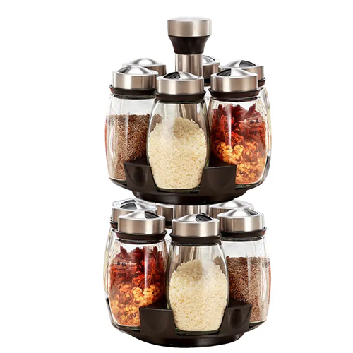 Pote giratório para temperos de cozinha doméstica (camada dupla)