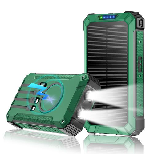 New 20000mAh Solar Power Bank with Built-in Cables & Wireless Charging Function
