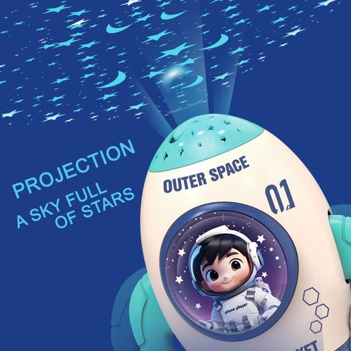 Early Education Rocket Toy for Tummy Time Babies with Light Projection