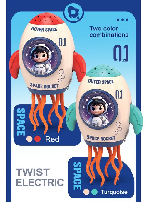Early Education Rocket Toy for Tummy Time Babies with Light Projection