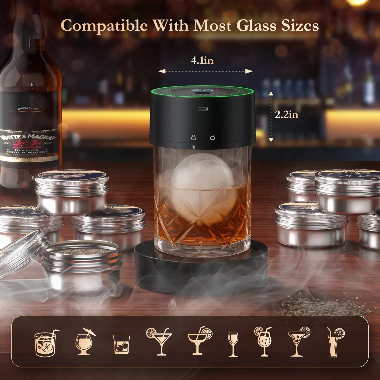 Rechargeable Electric Whiskey Smoker Kit Premium Gift Box