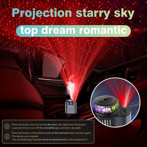 Telescopic Dual-head Type-C & iPhone Data Cable, 45W 5-in-1 Car Charger with Aromatherapy Starry