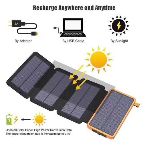 New 20000mAh Solar Power Bank with Built-in Cables & Wireless Charging Function