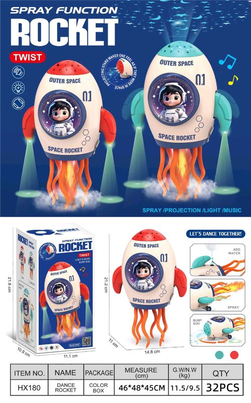 Early Education Rocket Toy for Tummy Time Babies with Light Projection