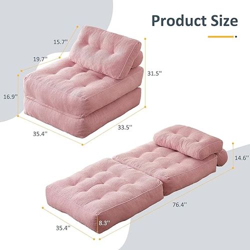 Folding Sofa Bed, Convertible Sleeper Chair for Adults,