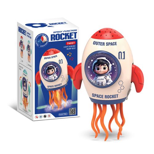 Early Education Rocket Toy for Tummy Time Babies with Light Projection