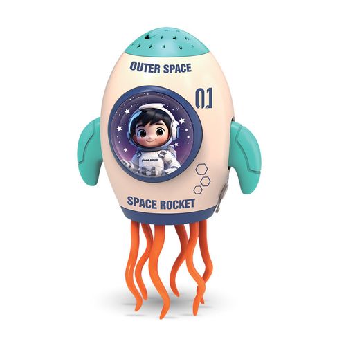 Early Education Rocket Toy for Tummy Time Babies with Light Projection