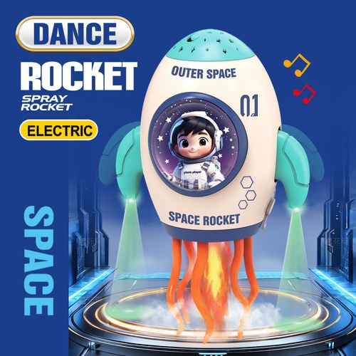 Early Education Rocket Toy for Tummy Time Babies with Light Projection