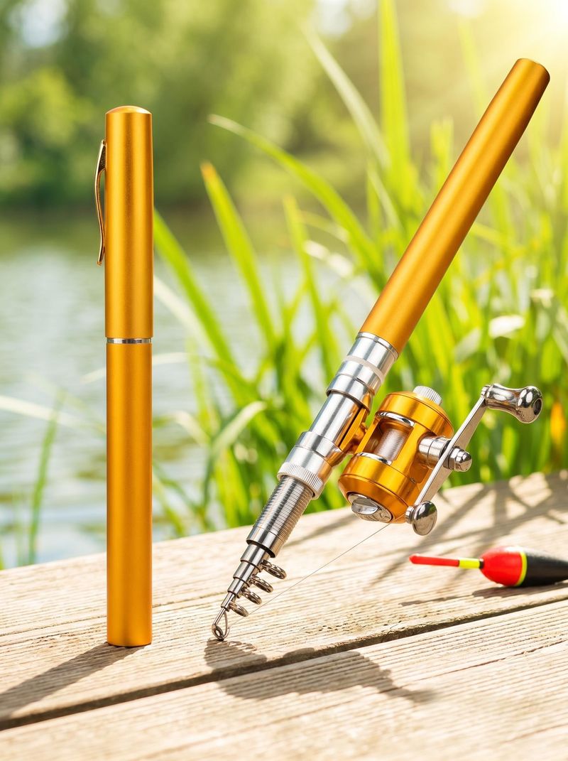 Portable Pen Style Mini Metal Fishing Rod with Smooth Reel Multi Color for Stream Camping Travel Angling