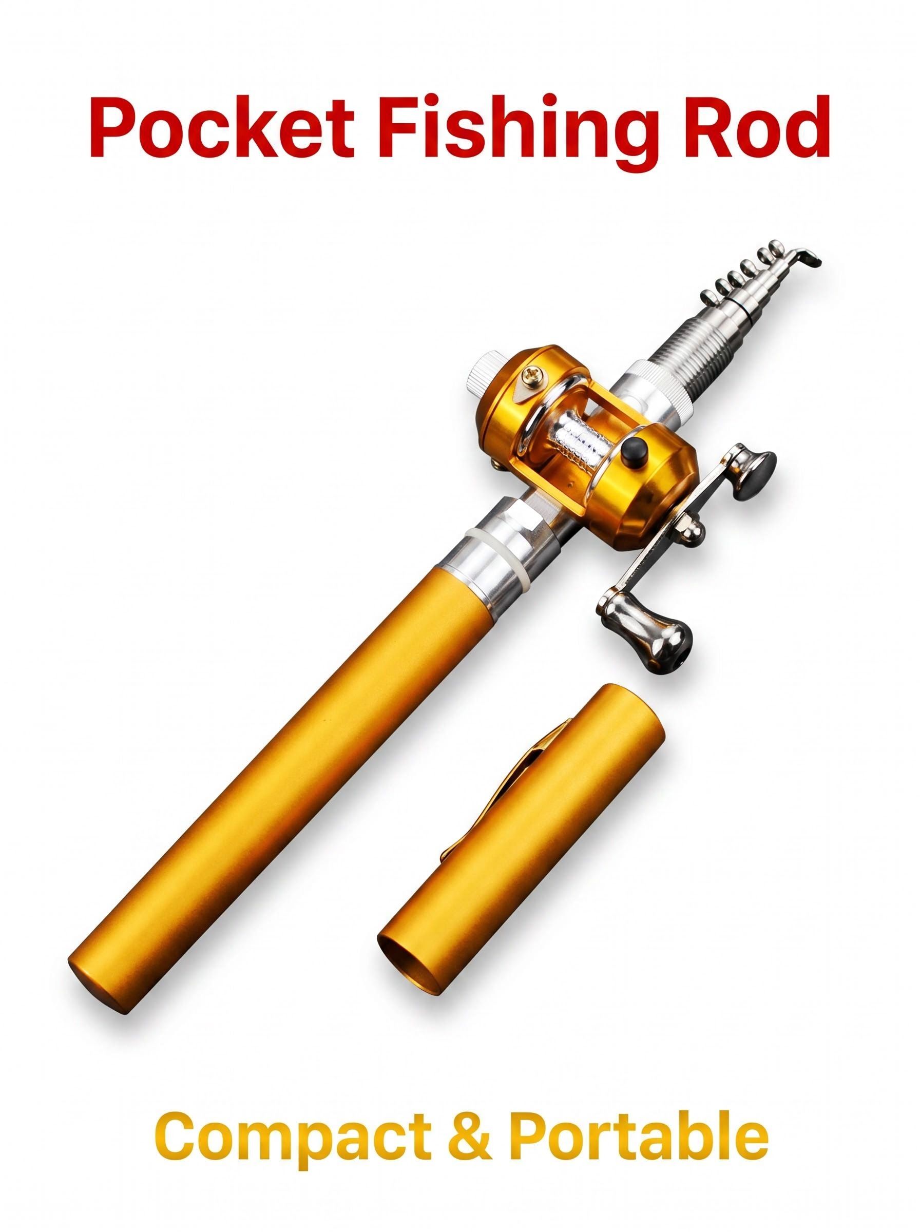 Portable Pen Style Mini Metal Fishing Rod with Smooth Reel Multi Color for Stream Camping Travel Angling