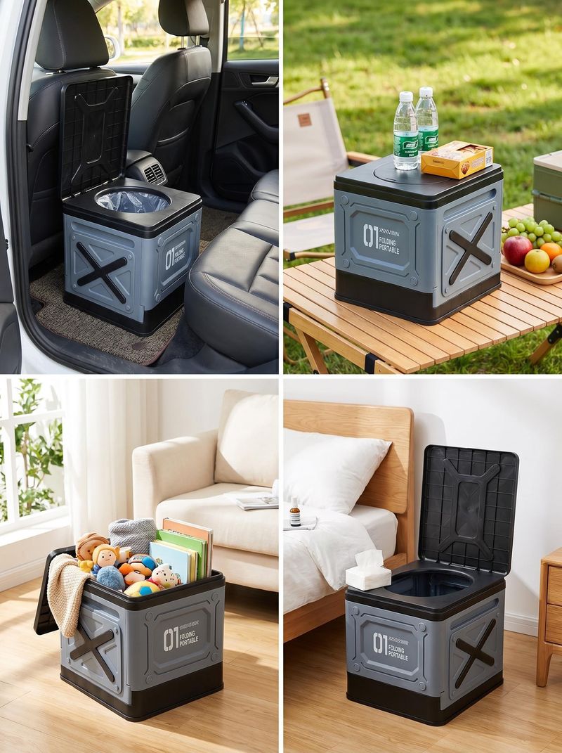 Portable Folding Toilet Multifunctional Waterproof Leak-Proof for Car Camping Travel Pregnant Elderly Use