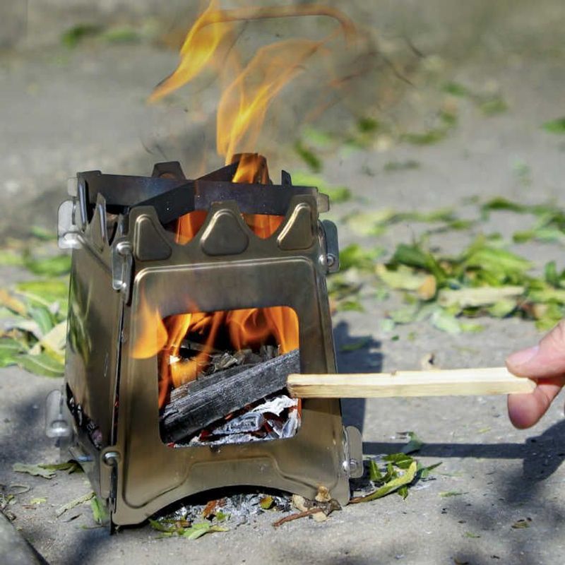 Portable Folding Wood Burning Stove Stainless Steel Camping Fire Pit for Backpacking and Outdoor Cooking