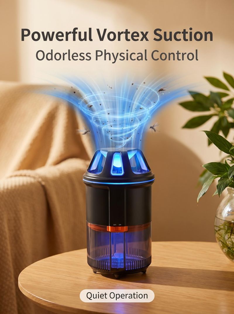 UV Light Mosquito Killer with Suction Fan, Indoor Bug Zapper with Automatic Escape Prevention, USB Powered Mosquito Trap for Home, Bedroom & Camping