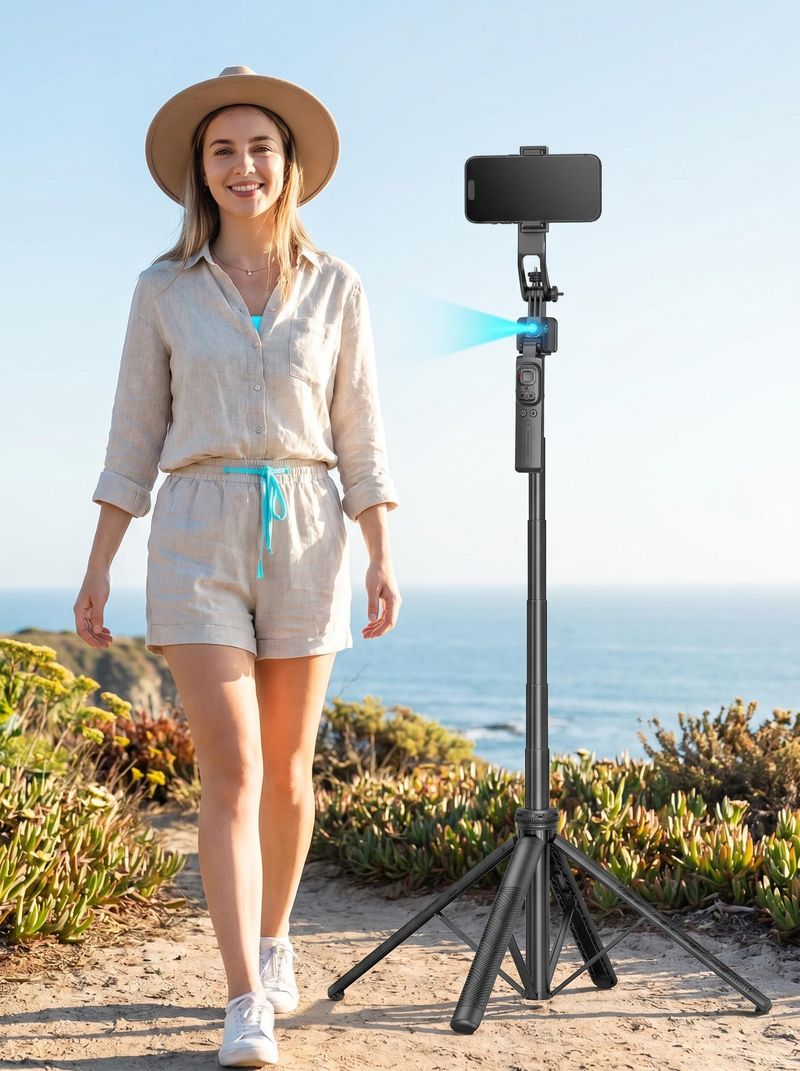 AI Auto Tracking Phone Gimbal Stabilizer, 360° Rotation Smartphone Tripod with Gesture Control, Foldable Selfie Stick for Vlogging, Live Streaming & Video Recording