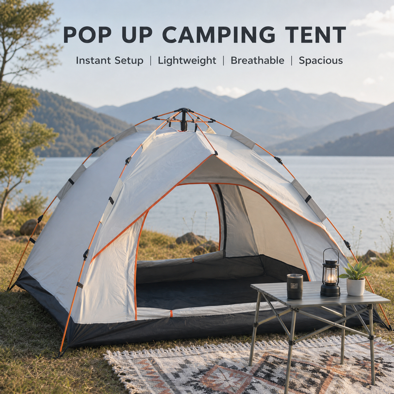 Pop Up Camping Tent, 2-4 Person Instant Setup Dome Tent, Lightweight Breathable Waterproof Family Tent for Outdoor Camping, Hiking, Backpacking & Backyard