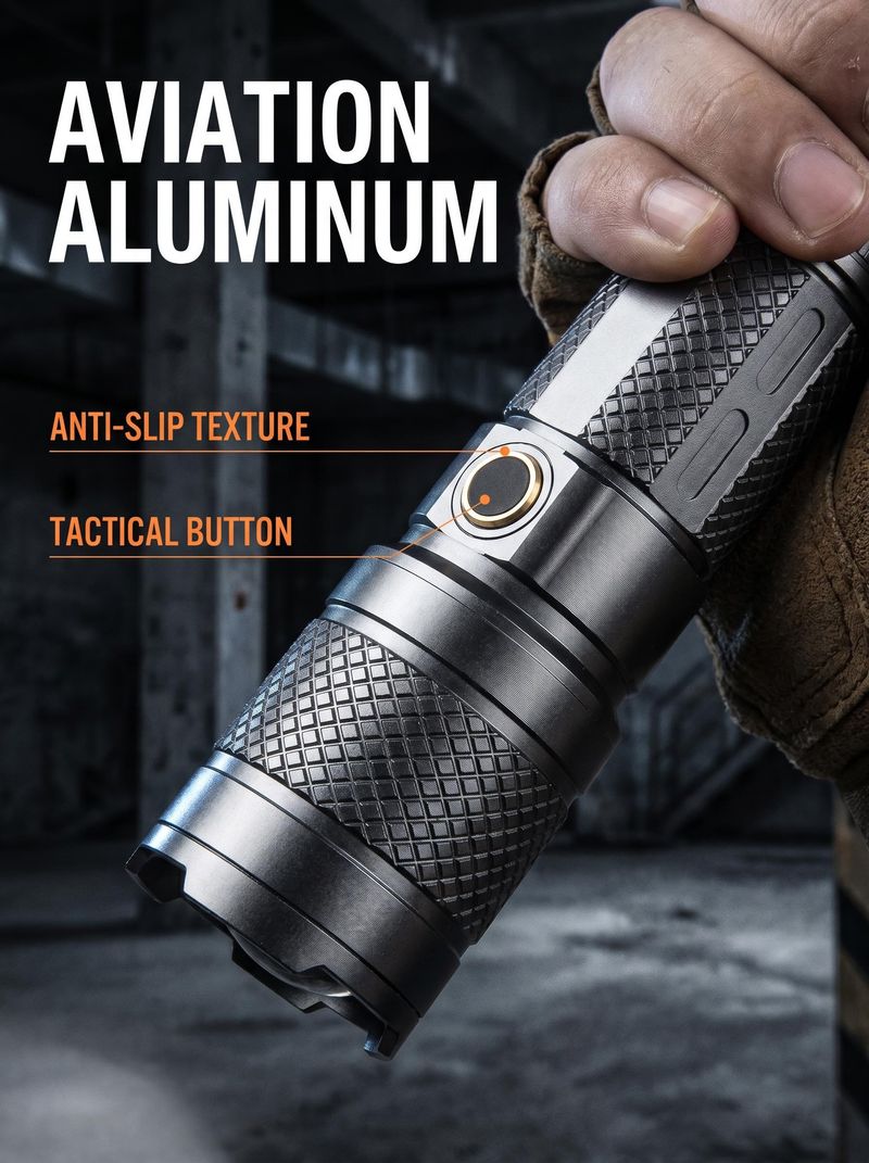 Zoomable White Laser Flashlight, Ultra Bright High-Powered Tactical Flashlight, Long Range Rechargeable LED Torch for Camping, Hiking & Emergency