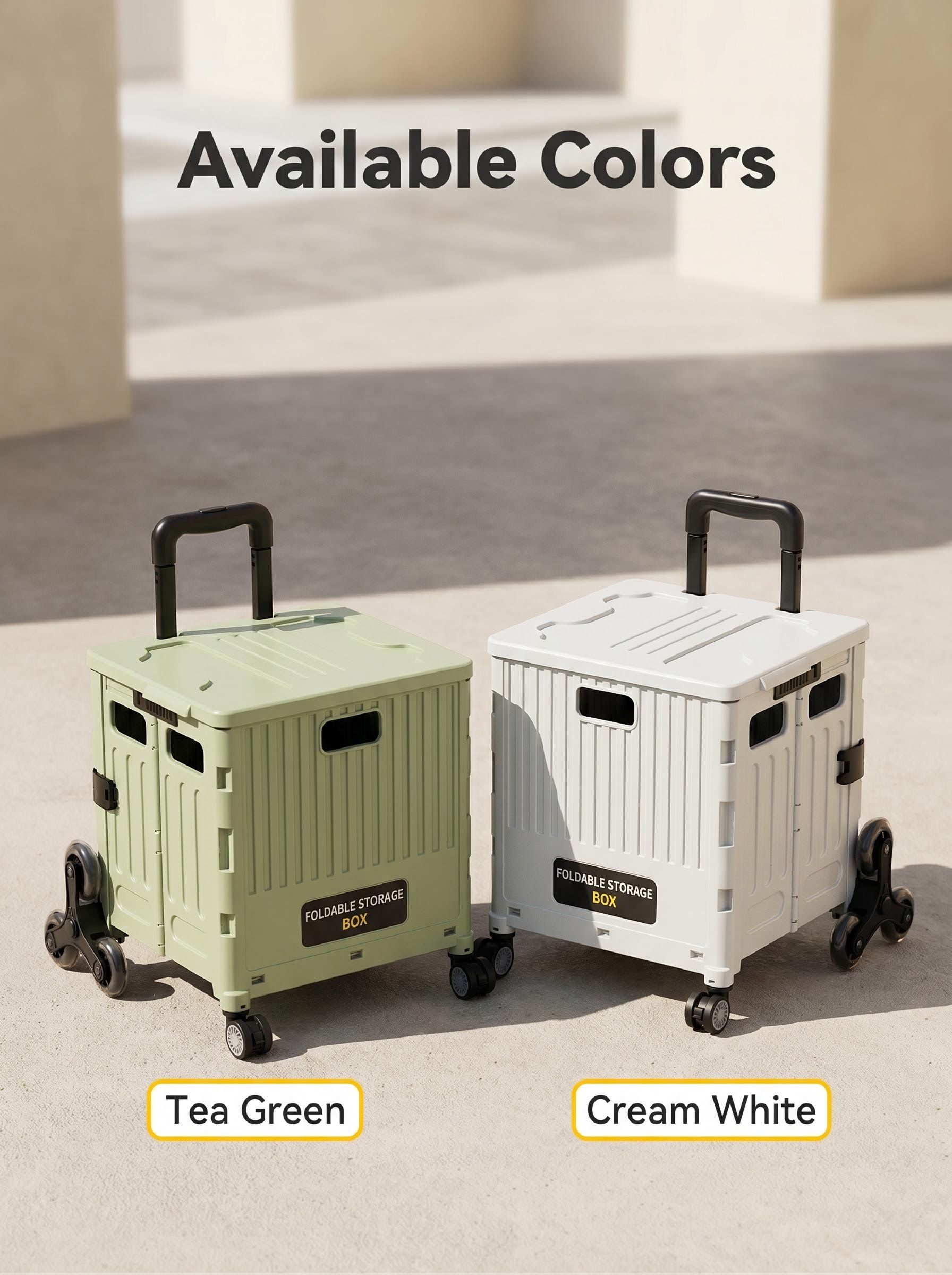Foldable Utility Cart with Stair Climbing Wheels, Collapsible Rolling Storage Crate with Telescopic Handle, Portable Shopping Trolley for Camping, Groceries & Moving