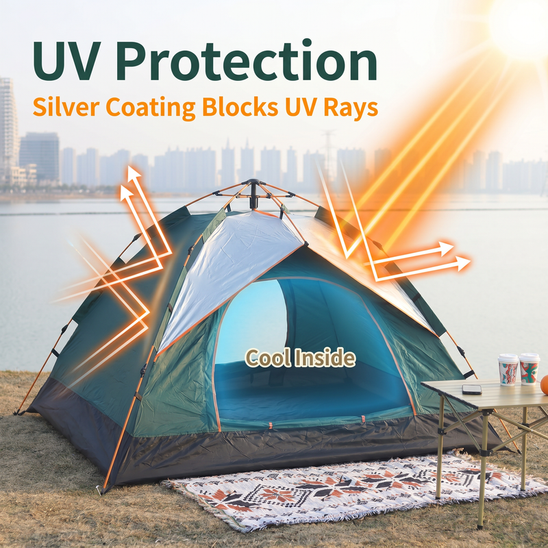Pop Up Camping Tent, 2-4 Person Instant Setup Dome Tent, Lightweight Breathable Waterproof Family Tent for Outdoor Camping, Hiking, Backpacking & Backyard