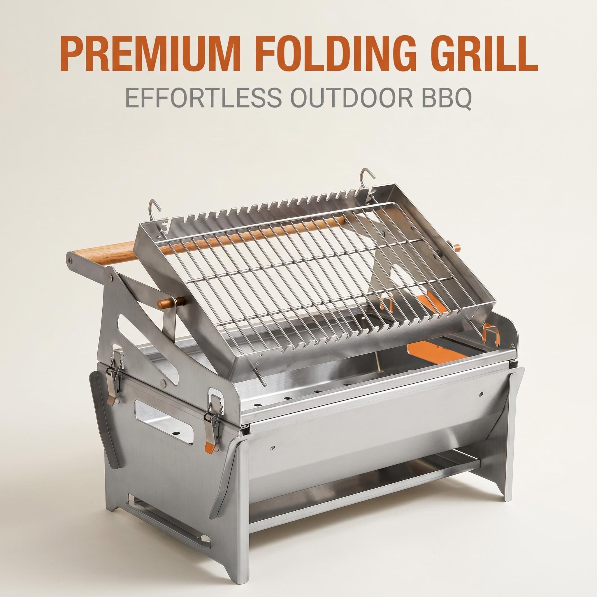 Flip Non-Stick Even Heating Foldable Stainless Steel Portable Outdoor BBQ Grill