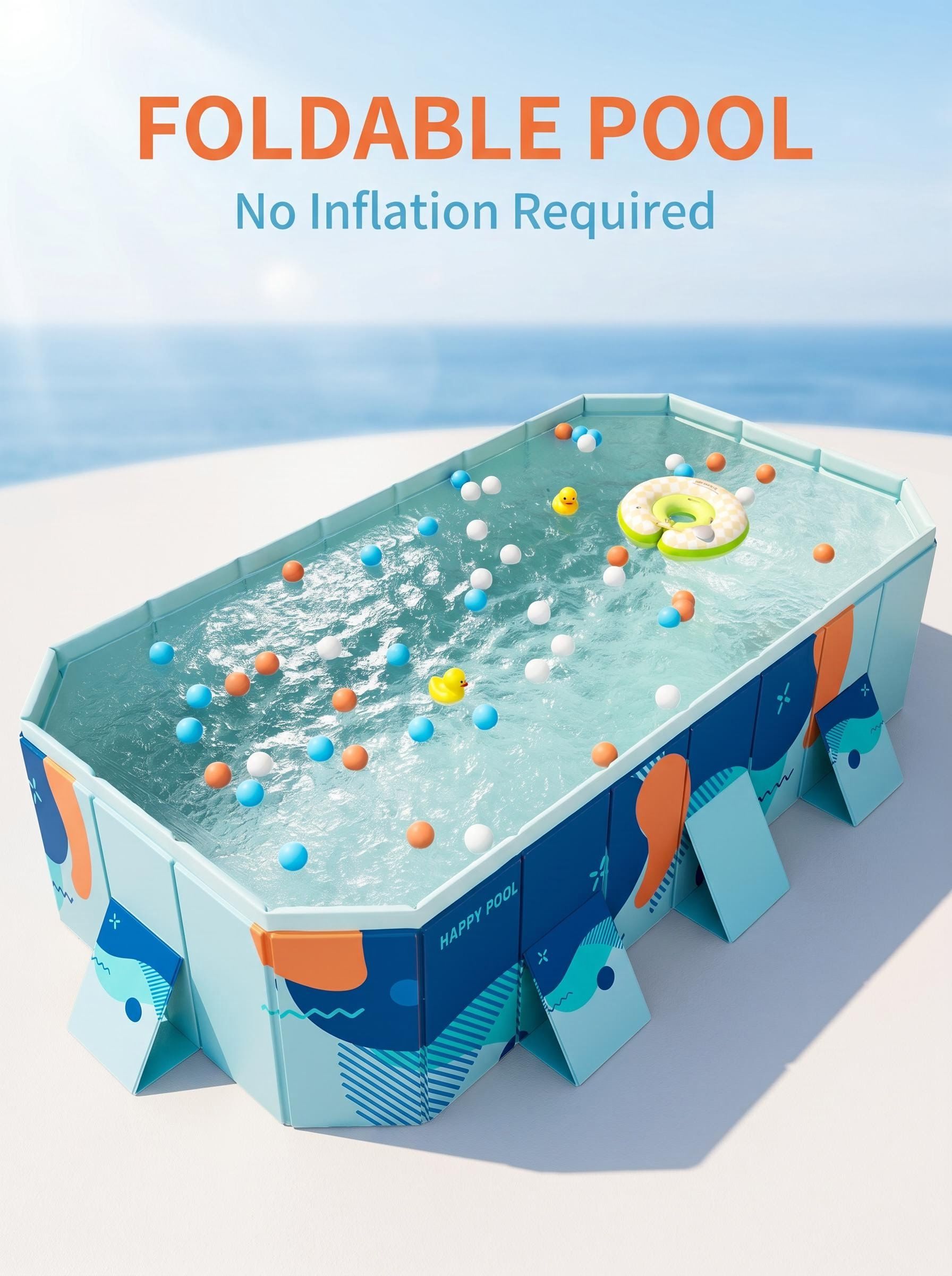 Large Foldable Non Inflatable Family Swimming Pool Durable Outdoor Above Ground Pool