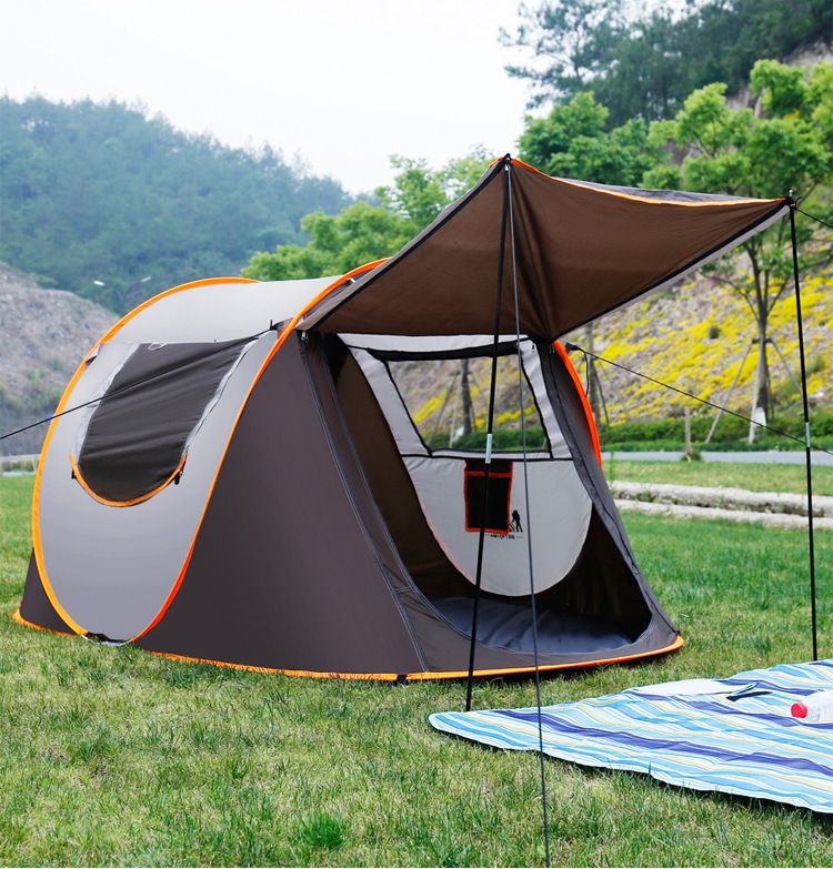 4-6 Person Pop Up Camping Tent Waterproof Instant Setup Tent with Removable Awning for Outdoor Hiking and Family Camping