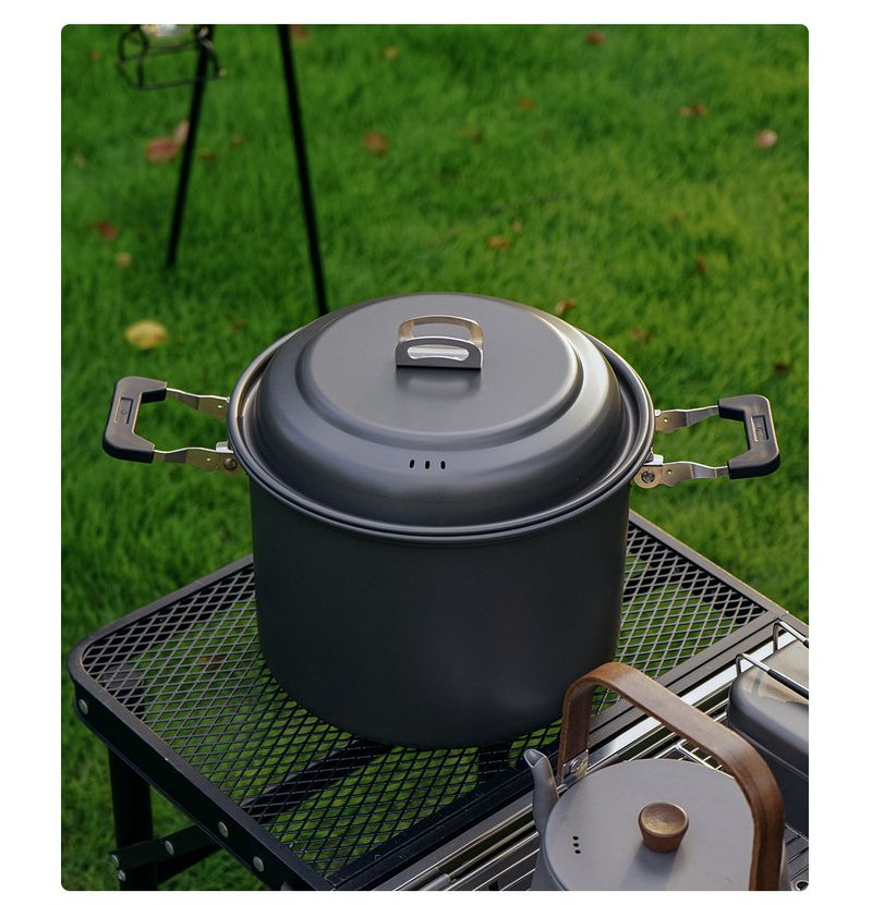 Multi-Purpose Camping Cooking Pot, Non-Stick Aluminum Steamer & Cookware with Lockable Handles, Portable Outdoor Pot for Camping, Hiking & Backpacking