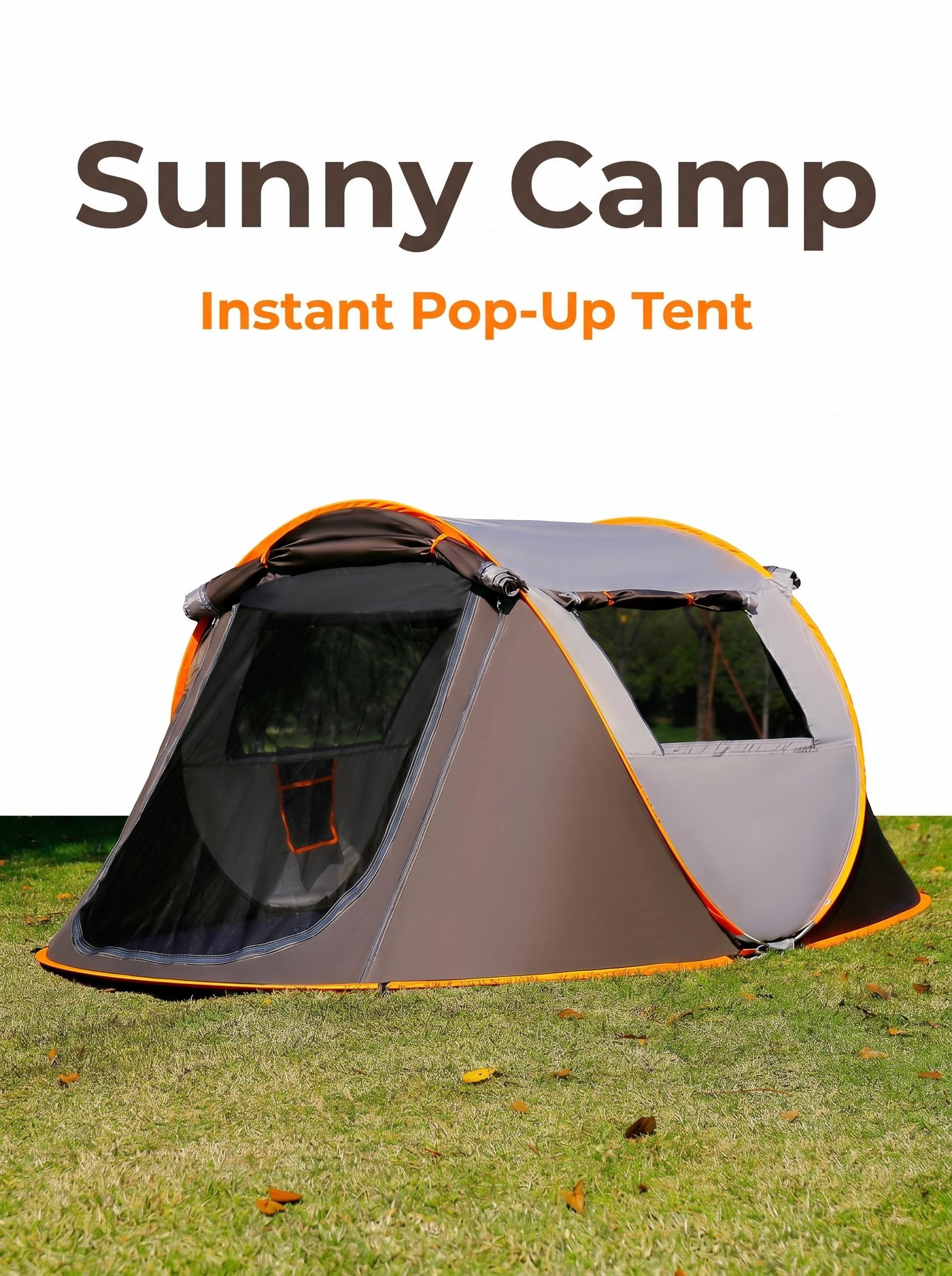 4-6 Person Pop Up Camping Tent Waterproof Instant Setup Tent with Removable Awning for Outdoor Hiking and Family Camping