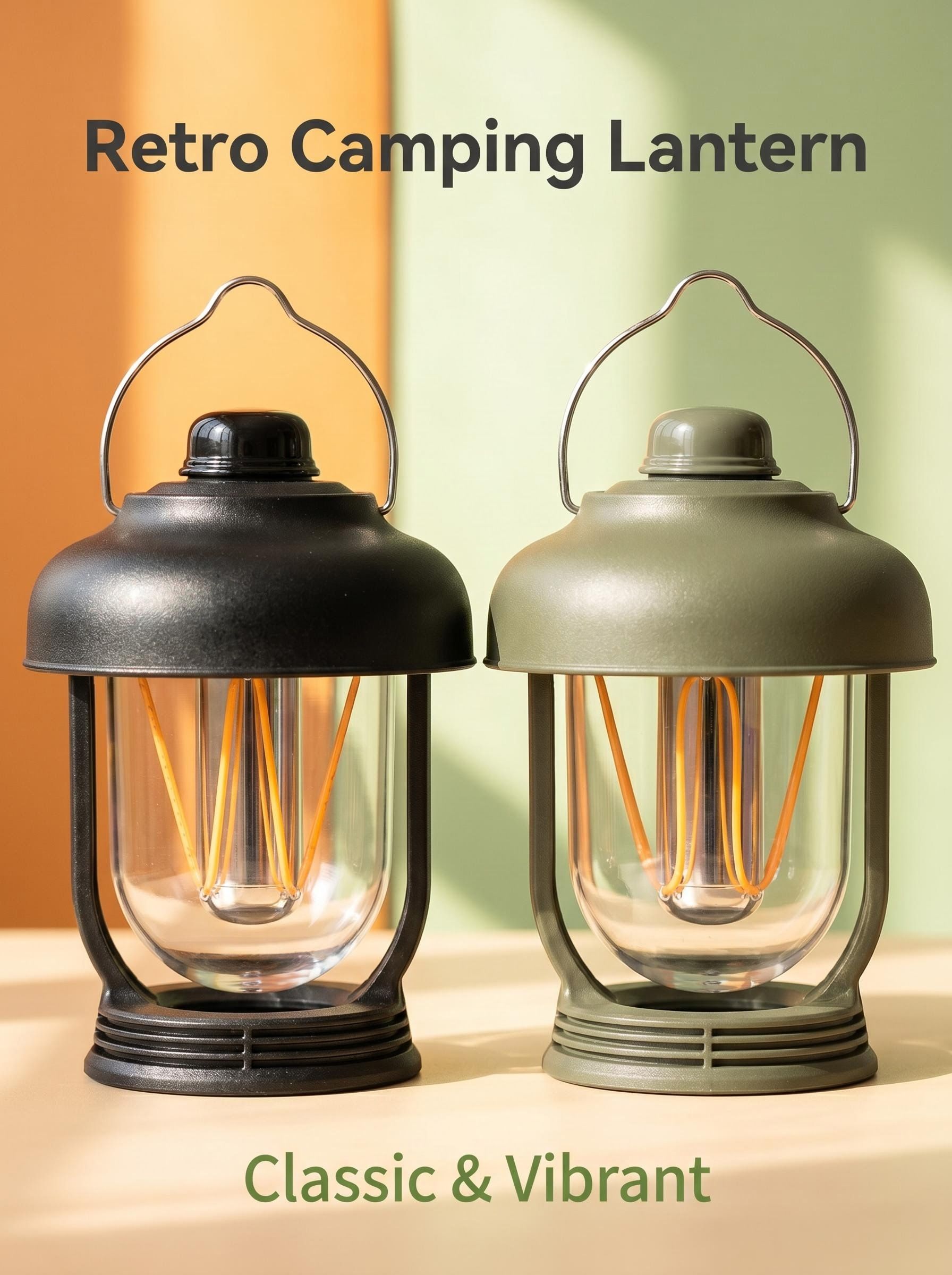 Rechargeable LED Camping Lantern Vintage Style Portable Outdoor Light with Dimmable Warm Light for Camping Hiking and Emergencies